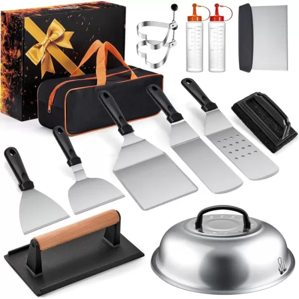 HOMENOTE Griddle Accessories Kit, 131 Pcs Flat Top Griddle Accessories for Blackstone, Heavy Duty Griddle Tool Kit with Burger Spatula, Melting Dome, Griddle Scraper for Outdoor Grilling
