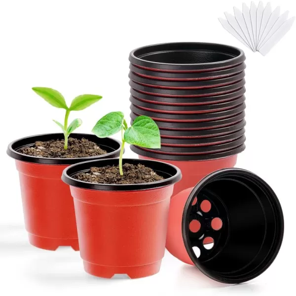 homenote Nursery Pots for Plants,3.5 Inch Plant Pot for Planting Plastic Seedling Pots with Drainage Holes Flower Indoor Seed Starter Pot Outdoor High with Bonus 10 Plant Labels Black 