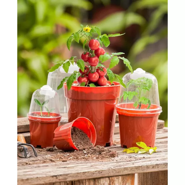 homenote Nursery Pots for Plants with Humidity Domes,3 Inch Plant Pot for Planting Plastic Seedling Pots with Drainage Holes Seed Starter Pots Indoor with Bonus 10 Plant Labels Red 