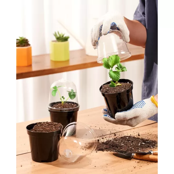 homenote Nursery Pots for Plants with Humidity Domes,3 Inch Plant Pot for Planting Plastic Seedling Pots with Drainage Holes Seed Starter Pots Indoor with Bonus 10 Plant Labels Red 