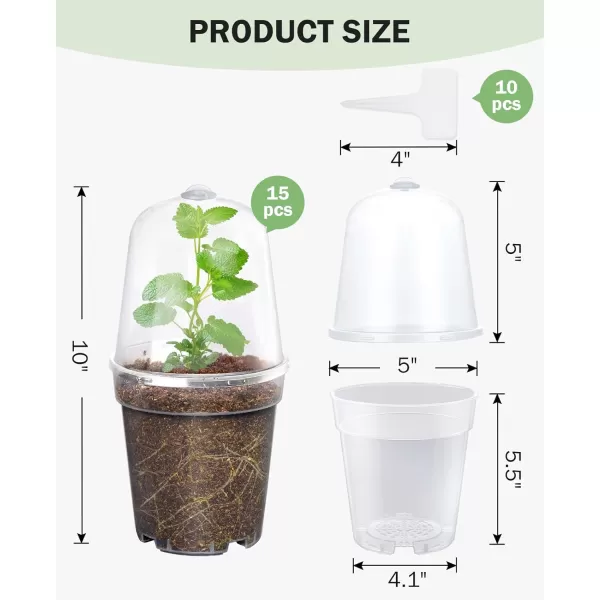 homenote Nursery Pots for Plants with Humidity Domes,3 Inch Plant Pot for Planting Plastic Seedling Pots with Drainage Holes Seed Starter Pots Indoor with Bonus 10 Plant Labels Red 