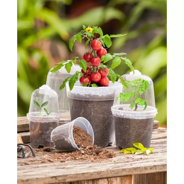 homenote Nursery Pots for Plants with Humidity Domes,3 Inch Plant Pot for Planting Plastic Seedling Pots with Drainage Holes Seed Starter Pots Indoor with Bonus 10 Plant Labels Red 