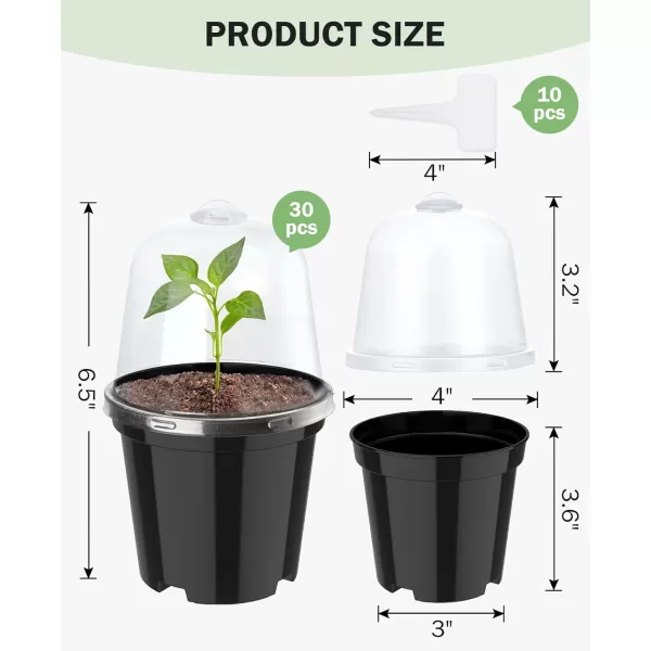 homenote Nursery Pots for Plants with Humidity Domes,3 Inch Plant Pot for Planting Plastic Seedling Pots with Drainage Holes Seed Starter Pots Indoor with Bonus 10 Plant Labels Red 
