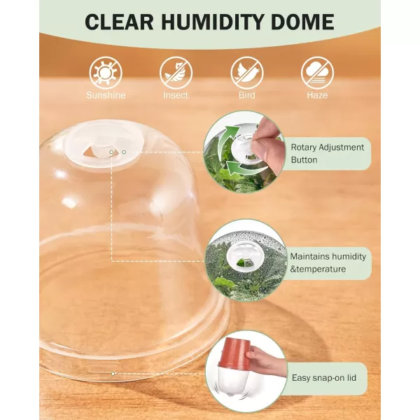 homenote Nursery Pots for Plants with Humidity Domes,3 Inch Plant Pot for Planting Plastic Seedling Pots with Drainage Holes Seed Starter Pots Indoor with Bonus 10 Plant Labels Red 
