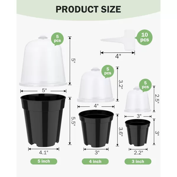 homenote Nursery Pots for Plants with Humidity Domes,3 Inch Plant Pot for Planting Plastic Seedling Pots with Drainage Holes Seed Starter Pots Indoor with Bonus 10 Plant Labels Red 