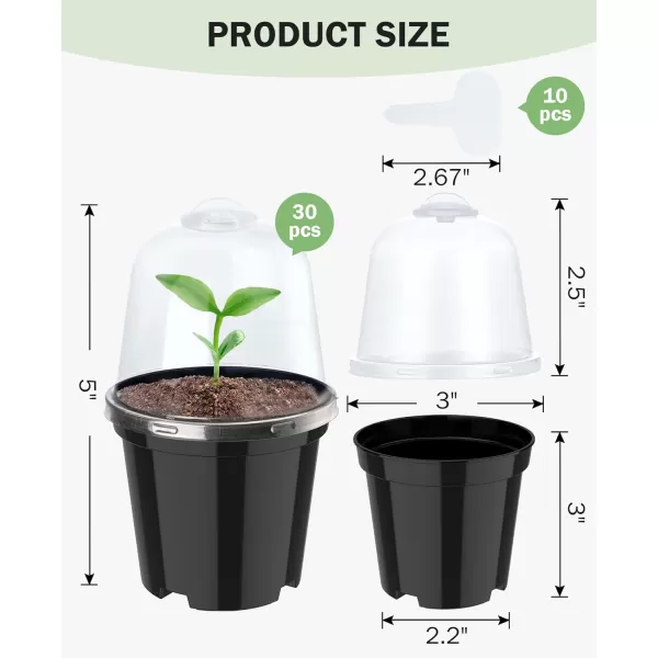 homenote Nursery Pots for Plants with Humidity Domes,3 Inch Plant Pot for Planting Plastic Seedling Pots with Drainage Holes Seed Starter Pots Indoor with Bonus 10 Plant Labels Red 