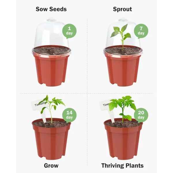 homenote Nursery Pots for Plants with Humidity Domes,3 Inch Plant Pot for Planting Plastic Seedling Pots with Drainage Holes Seed Starter Pots Indoor with Bonus 10 Plant Labels Red 