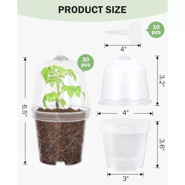homenote Nursery Pots for Plants with Humidity Domes,3 Inch Plant Pot for Planting Plastic Seedling Pots with Drainage Holes Seed Starter Pots Indoor with Bonus 10 Plant Labels Red 