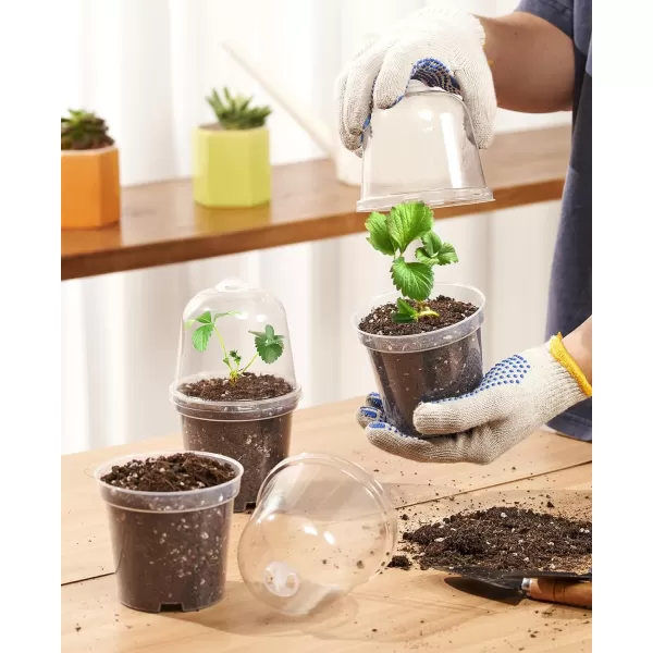 homenote Nursery Pots for Plants with Humidity Domes,3 Inch Plant Pot for Planting Plastic Seedling Pots with Drainage Holes Seed Starter Pots Indoor with Bonus 10 Plant Labels Red 