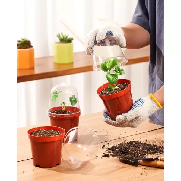 homenote Nursery Pots for Plants with Humidity Domes,3 Inch Plant Pot for Planting Plastic Seedling Pots with Drainage Holes Seed Starter Pots Indoor with Bonus 10 Plant Labels Red 