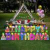 imageHOMENOTE 18Pcs Happy Birthday Yard Signs with Stakes 2 x 5m LED Lights and Personalized Signs 16 Large Size  Birthday Letters Signs for Yard Lawn Outdoor Birthday Decoration Party Supplies