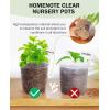 imagehomenote Clear Nursery Pots for Plants3 Inch Plant Pot for Planting Plastic Seedling Pots with Drainage Holes Seed Starter Pot Flower Pots High Transparency with 20 Plant Labels 60 PackTransparencyno Lid