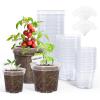 imagehomenote Clear Nursery Pots for Plants3 Inch Plant Pot for Planting Plastic Seedling Pots with Drainage Holes Seed Starter Pot Flower Pots High Transparency with 20 Plant Labels 60 PackTransparencyno Lid
