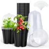 imagehomenote Clear Nursery Pots for Plants3 Inch Plant Pot for Planting Plastic Seedling Pots with Drainage Holes Seed Starter Pot Flower Pots High Transparency with 20 Plant Labels 60 PackBlackwith Lid