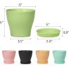 imagehomenote Plant Pots Set of 15 Plastic Planters with Multiple Drainage Holes and Tray 6 inch Indoor Plant Pot for All Home Garden Flowers Succulents Colorful