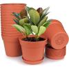 imageHomenote Pots for Plants 15 Pack 6 Inch Plastic Planters with Multiple Drainage Holes and TrayPlant Pots for All Home Garden Flowers Succulents BlackTerra Cotta15pcs