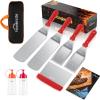 imageHOMENOTE Griddle Accessories Kit Exclusive Griddle Tools Spatulas Set for Blackstone  8 Pcs Commercial Grade Flat Top Grill Accessories  Great for Outdoor BBQ Teppanyaki and Camping BlackRed