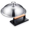 imageHOMENOTE Griddle Accessories for Blackstone Commercial Grade 12 Inch Heavy Duty Melting Dome with Rectangle Cast Iron Smash Burger Press Perfect for Flat Top Hibachi Grill Indoor OutdoorMelting Dome  Rectangle Press