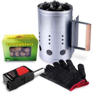 imagehomenote Rapid Charcoal Chimney Starter Set Fireplace Accessories Lighter Cubes BBQ Heat Resistant Gloves Blower BBQ Tools
