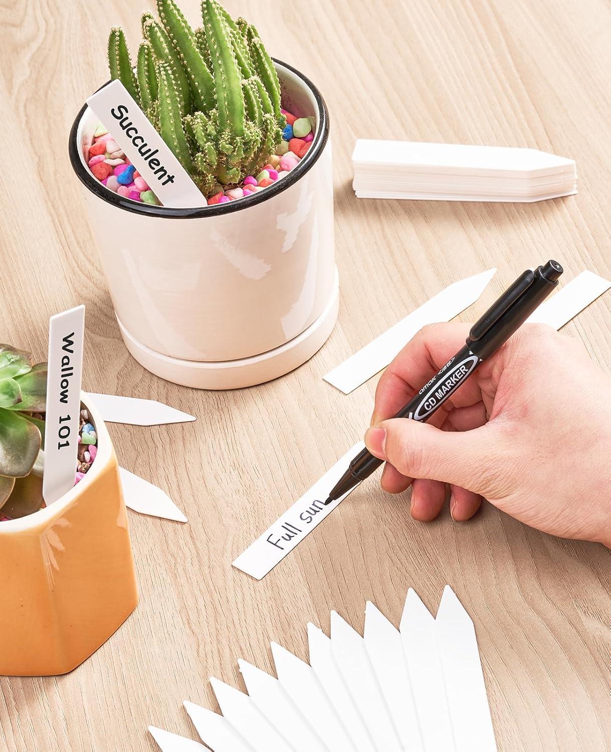 imageHomenote 200 Pcs 4 Inch Plastic Plant Labels Waterproof Plant Tags for SeedlingVegetable Gardening TagsGarden Markers Outdoor for Plants Name Sign with Permanet Marking PenWhiteWhite