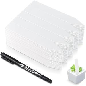 imageHomenote 200 Pcs 4 Inch Plastic Plant Labels Waterproof Plant Tags for SeedlingVegetable Gardening TagsGarden Markers Outdoor for Plants Name Sign with Permanet Marking PenWhiteWhite