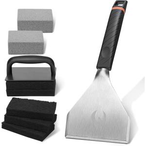 imageHOMENOTE Griddle Cleaning Kit for Blackstone Professional Griddle Scraper Kit with Reinforced Heavy Duty Scraper Bricks Scouring Pads with Handle 9pcs