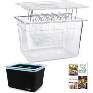 imageHOMENOTE Container 12 Quart with Lid ampamp Rack and Sleeve  BPA Free Complete Sous Vide Accessories Kit with Cookbook For Anova and Most Sous Vide CookersSlow Cooker  with Cooking Rack and Cooking Cover