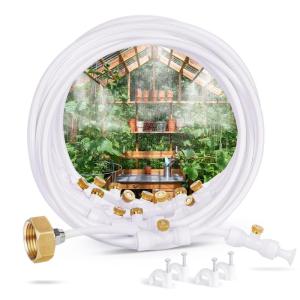 imagehomenote Misting Cooling System 92FT 28M Misting Line  26 Brass Mist Nozzles  Brass Adapter34quot Misters for Outside Patio Cooling Garden Greenhouse Watering92FT 28M