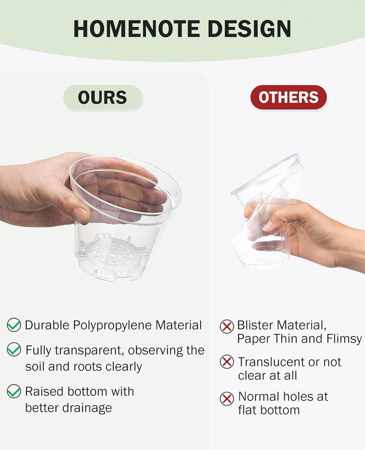 imagehomenote Clear Nursery Pots for Plants4567 Inch Plant Pot for Planting Plastic Seedling Pots with Drainage Holes Seed Starter Pot Flower Pots High Transparency with 20 Plant Labels 30 PackTransparencyno Lid
