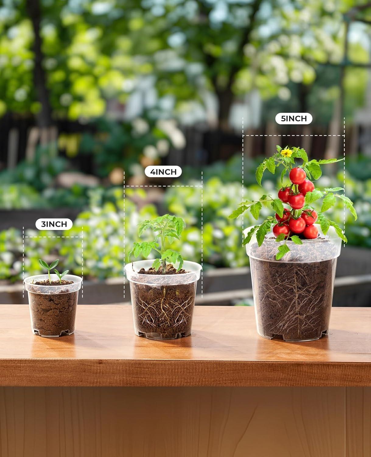 imagehomenote Clear Nursery Pots for Plants4567 Inch Plant Pot for Planting Plastic Seedling Pots with Drainage Holes Seed Starter Pot Flower Pots High Transparency with 20 Plant Labels 30 PackTransparencyno Lid