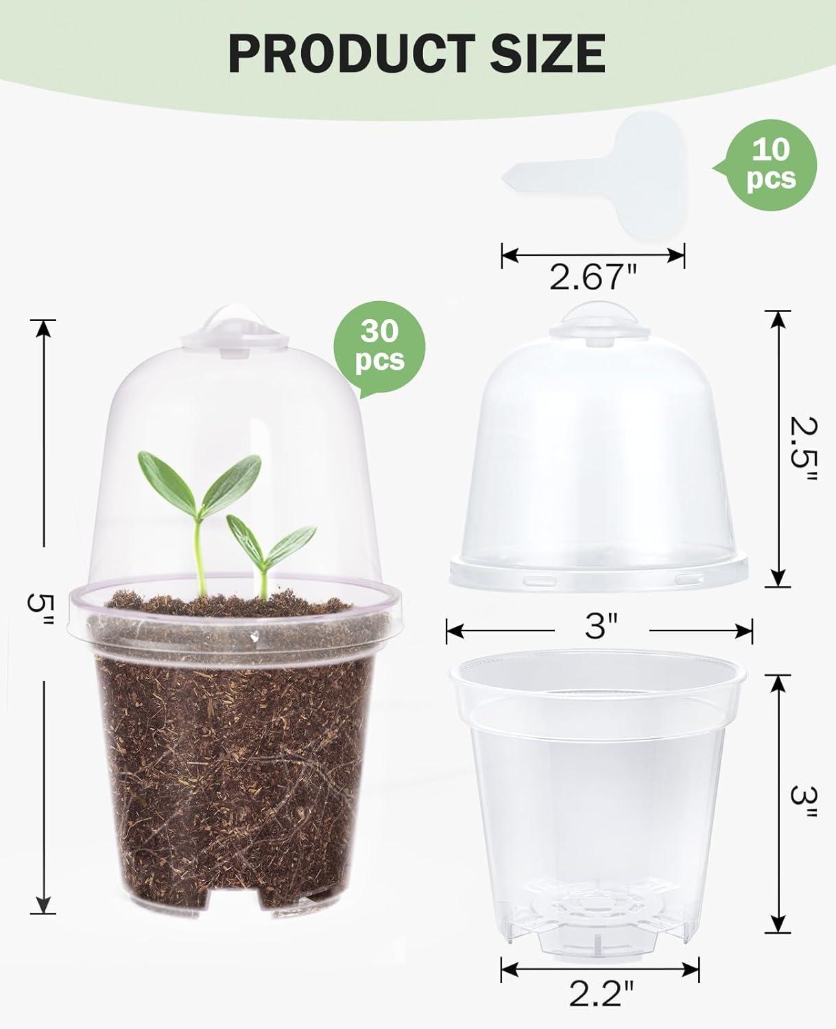 imagehomenote Clear Nursery Pots for Plants4567 Inch Plant Pot for Planting Plastic Seedling Pots with Drainage Holes Seed Starter Pot Flower Pots High Transparency with 20 Plant Labels 30 PackTransparencywith Lid
