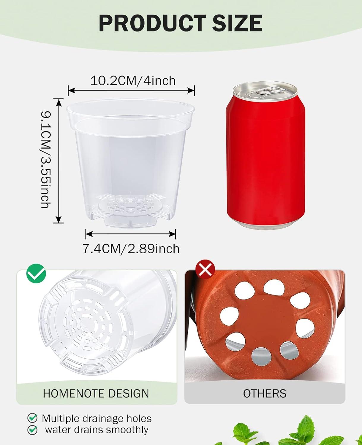 imagehomenote Clear Nursery Pots for Plants4567 Inch Plant Pot for Planting Plastic Seedling Pots with Drainage Holes Seed Starter Pot Flower Pots High Transparency with 20 Plant Labels 30 PackTransparencyno Lid