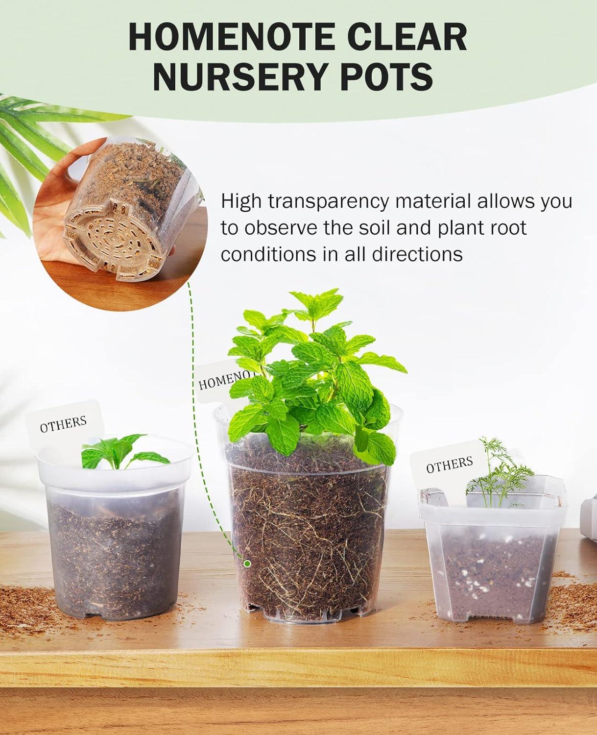 imagehomenote Clear Nursery Pots for Plants4567 Inch Plant Pot for Planting Plastic Seedling Pots with Drainage Holes Seed Starter Pot Flower Pots High Transparency with 20 Plant Labels 30 PackTransparencyno Lid