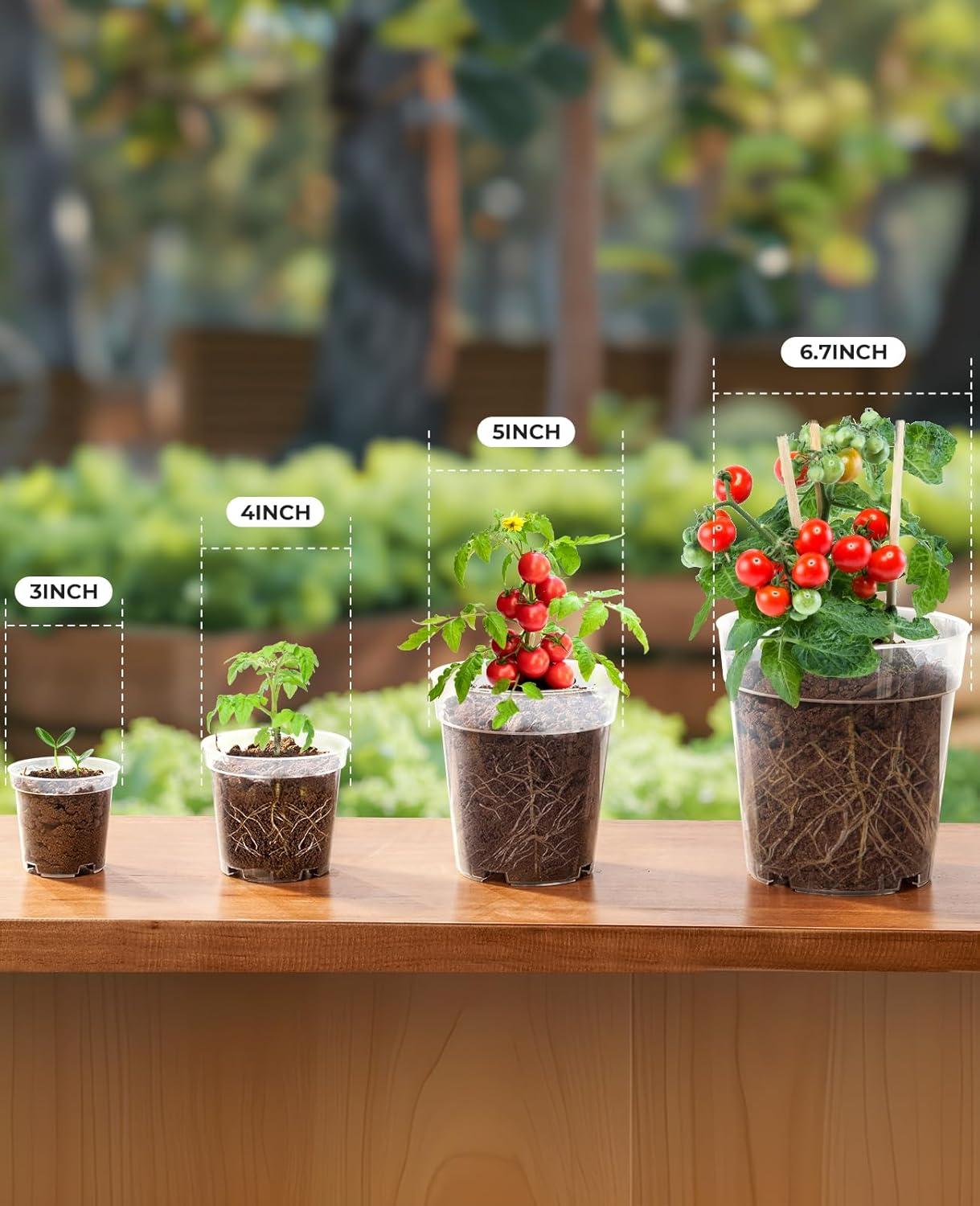 imagehomenote Clear Nursery Pots for Plants4567 Inch Plant Pot for Planting Plastic Seedling Pots with Drainage Holes Seed Starter Pot Flower Pots High Transparency with 20 Plant Labels 30 PackTransparencyno Lid
