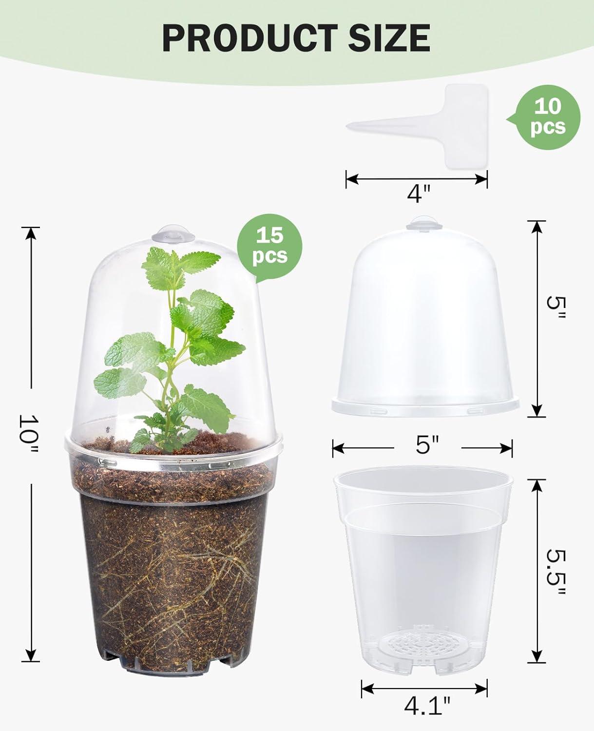 imagehomenote Clear Nursery Pots for Plants4567 Inch Plant Pot for Planting Plastic Seedling Pots with Drainage Holes Seed Starter Pot Flower Pots High Transparency with 20 Plant Labels 30 PackTransparencywith Lid