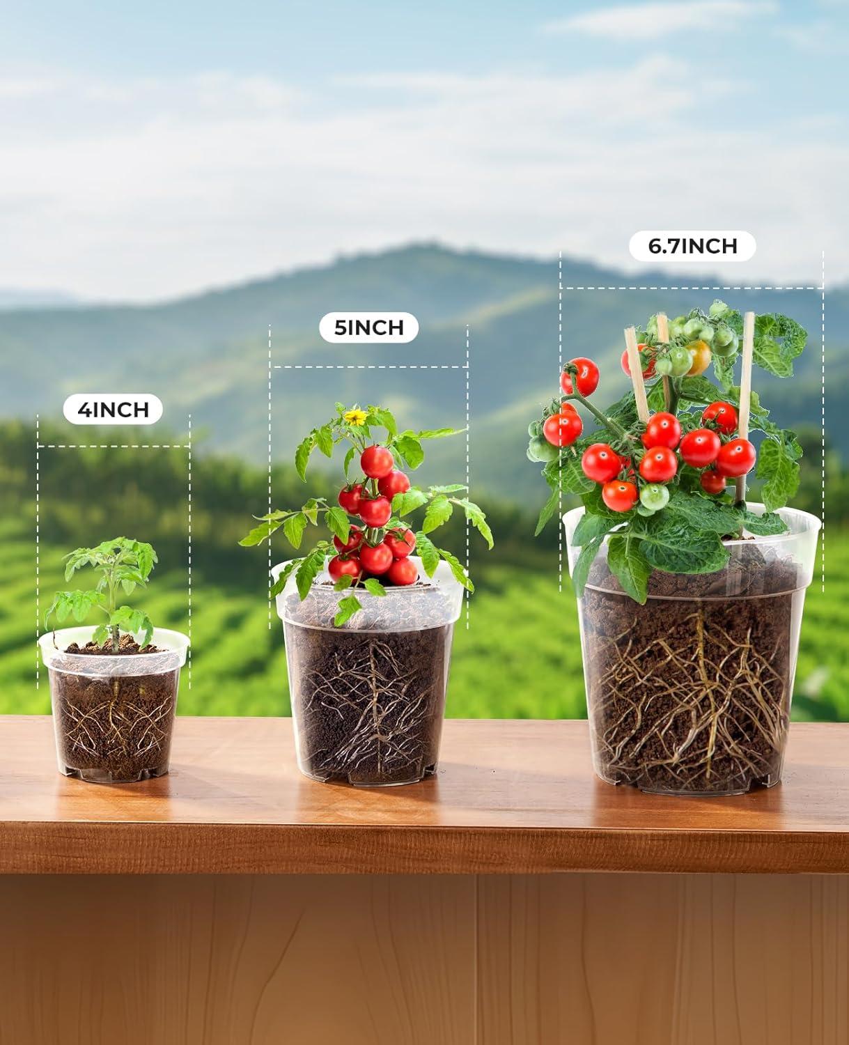 imagehomenote Clear Nursery Pots for Plants4567 Inch Plant Pot for Planting Plastic Seedling Pots with Drainage Holes Seed Starter Pot Flower Pots High Transparency with 20 Plant Labels 30 PackTransparencyno Lid