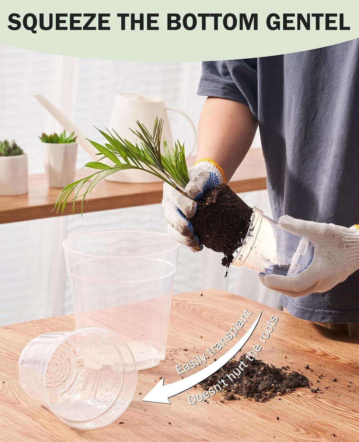 imagehomenote Clear Nursery Pots for Plants4567 Inch Plant Pot for Planting Plastic Seedling Pots with Drainage Holes Seed Starter Pot Flower Pots High Transparency with 20 Plant Labels 30 PackTransparencyno Lid