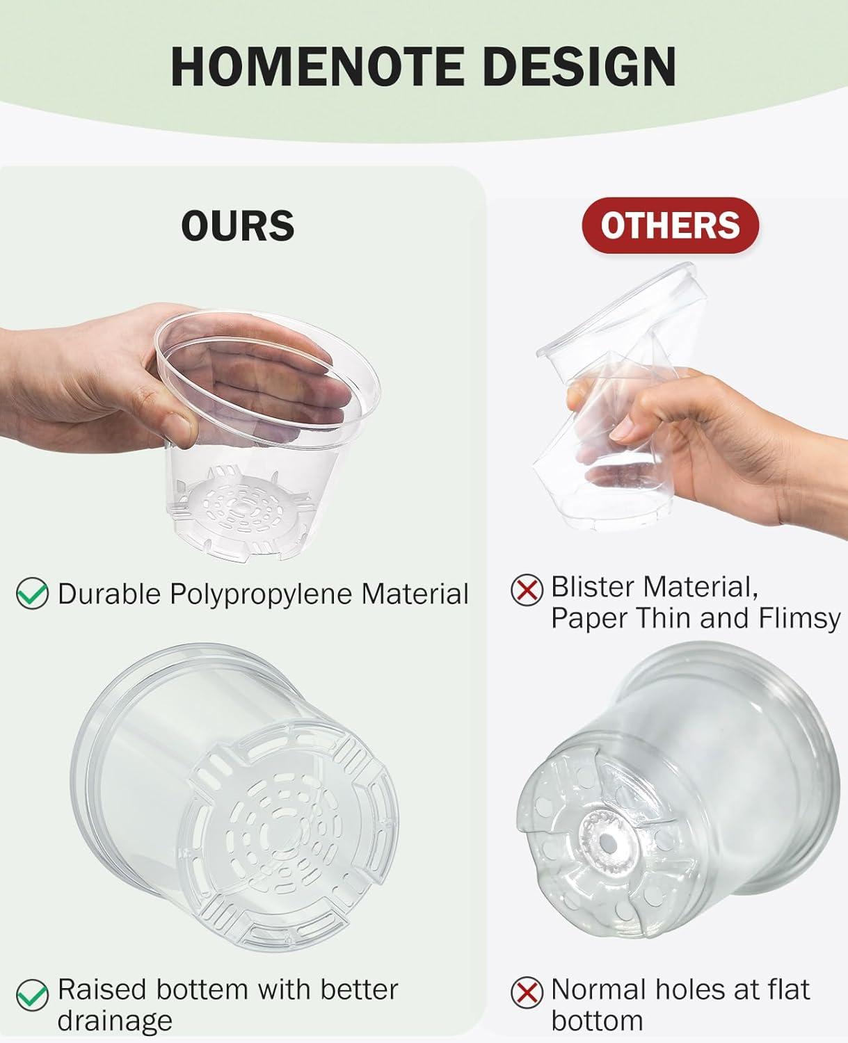 imagehomenote Clear Nursery Pots for Plants4567 Inch Plant Pot for Planting Plastic Seedling Pots with Drainage Holes Seed Starter Pot Flower Pots High Transparency with 20 Plant Labels 30 PackTransparencyno Lid