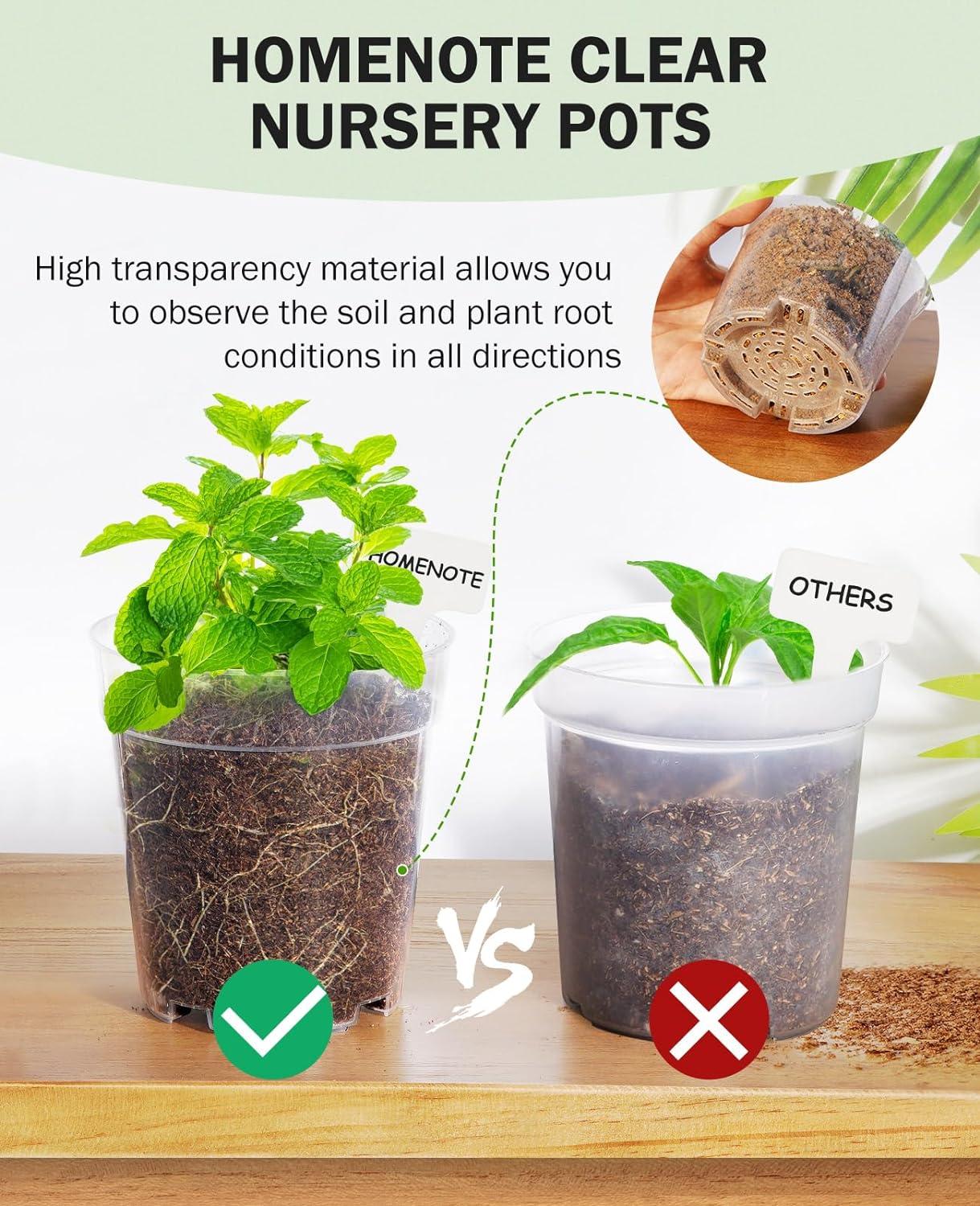 imagehomenote Clear Nursery Pots for Plants4567 Inch Plant Pot for Planting Plastic Seedling Pots with Drainage Holes Seed Starter Pot Flower Pots High Transparency with 20 Plant Labels 30 PackTransparencyno Lid