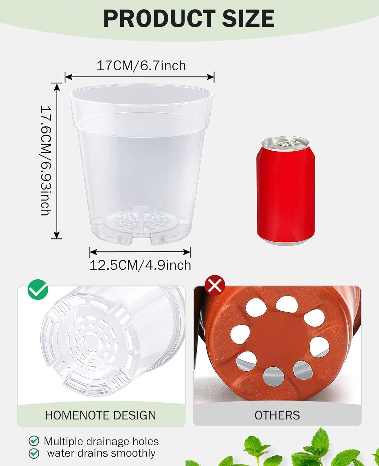 imagehomenote Clear Nursery Pots for Plants4567 Inch Plant Pot for Planting Plastic Seedling Pots with Drainage Holes Seed Starter Pot Flower Pots High Transparency with 20 Plant Labels 30 PackTransparencyno Lid