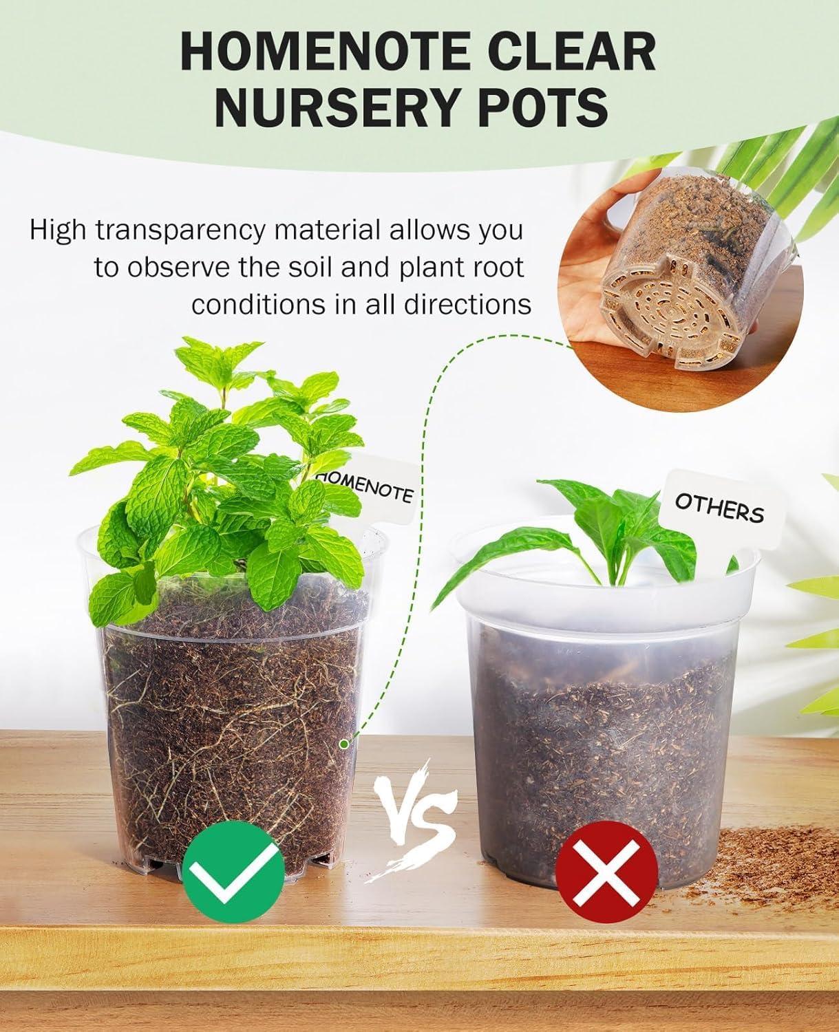 imagehomenote Clear Nursery Pots for Plants4567 Inch Plant Pot for Planting Plastic Seedling Pots with Drainage Holes Seed Starter Pot Flower Pots High Transparency with 20 Plant Labels 30 PackTransparencyno Lid
