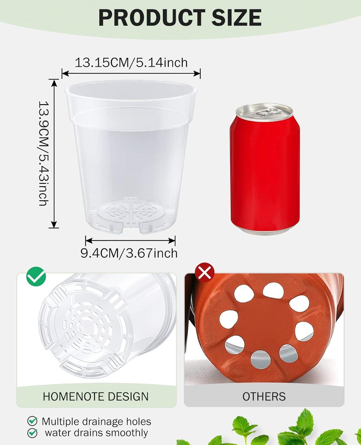 imagehomenote Clear Nursery Pots for Plants4567 Inch Plant Pot for Planting Plastic Seedling Pots with Drainage Holes Seed Starter Pot Flower Pots High Transparency with 20 Plant Labels 30 PackTransparencyno Lid