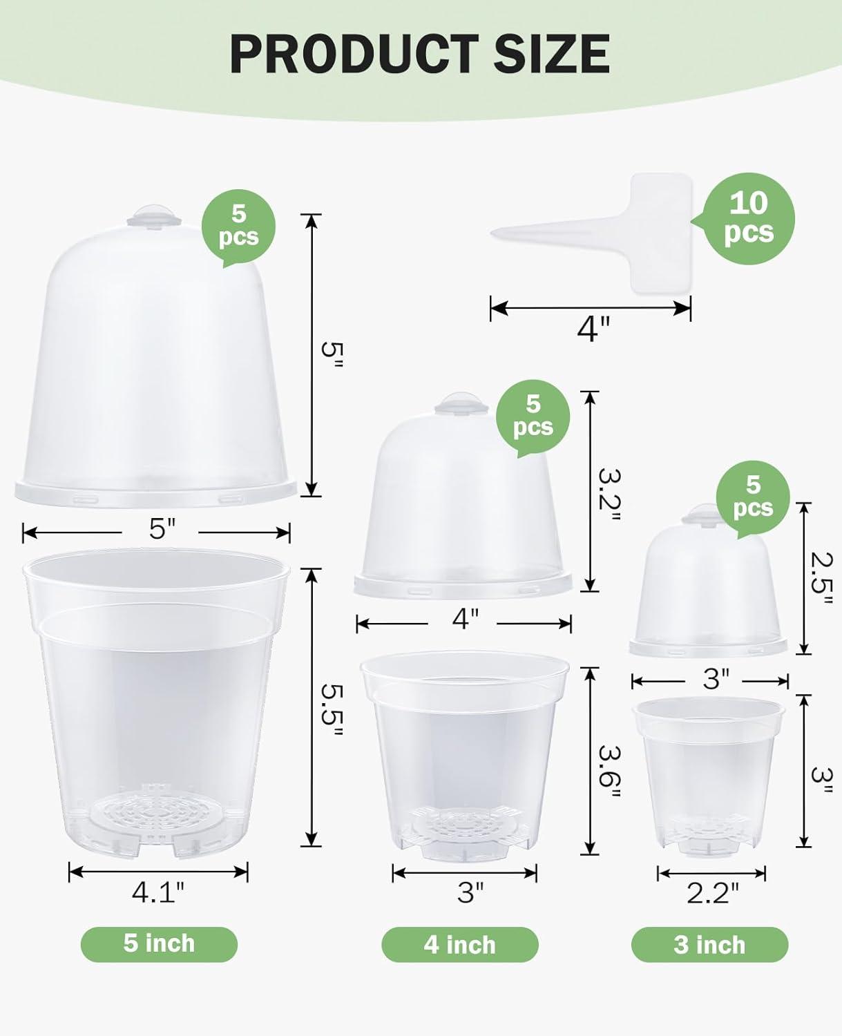 imagehomenote Clear Nursery Pots for Plants4567 Inch Plant Pot for Planting Plastic Seedling Pots with Drainage Holes Seed Starter Pot Flower Pots High Transparency with 20 Plant Labels 30 PackTransparencywith Lid