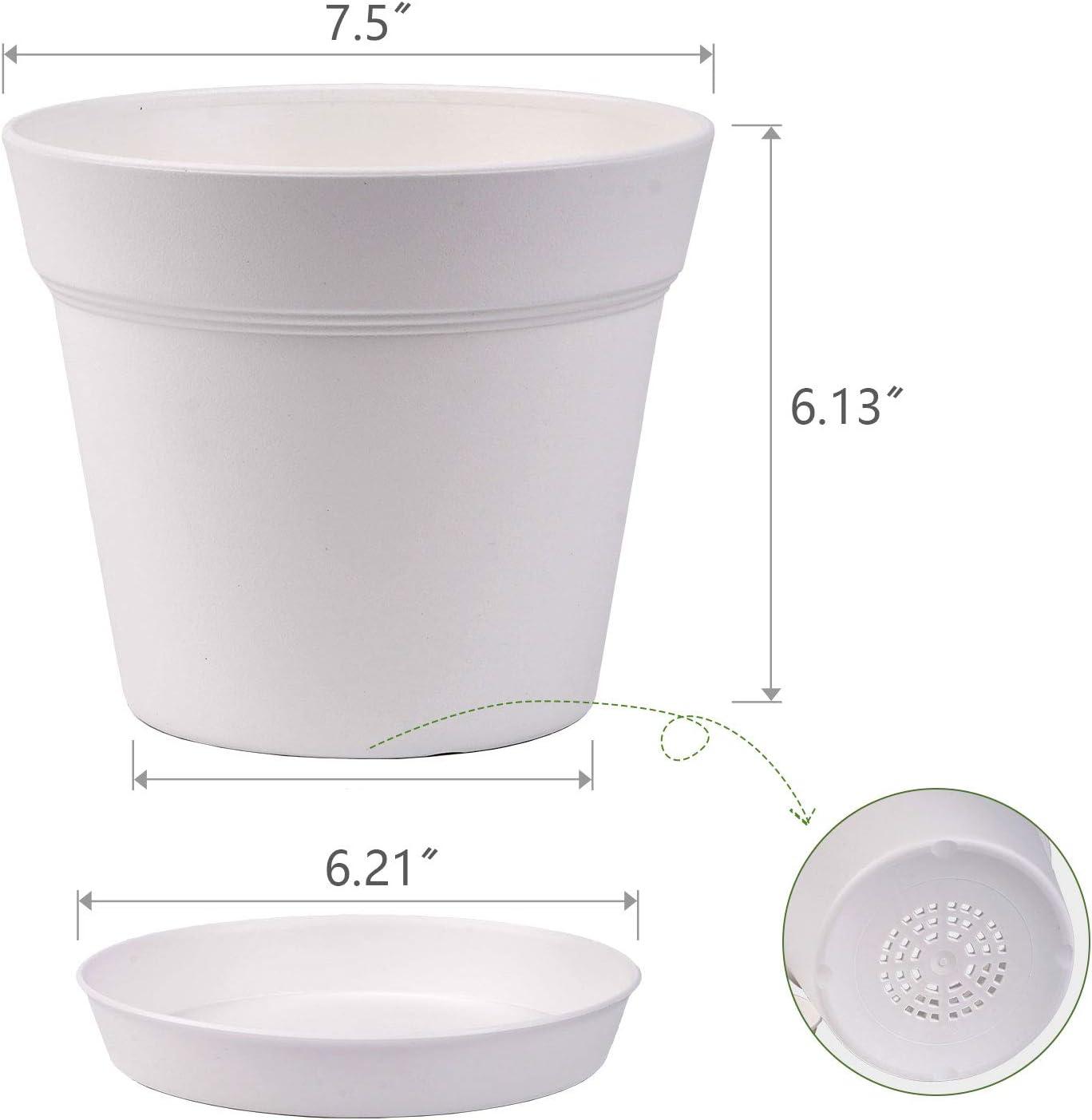 imagehomenote Pots for Plants 15 Pack 6 Inch Plastic Planters with Multiple Drainage Holes and TrayPlant Pots for All Home Garden Flowers Succulents BlackWhite8 Pcs