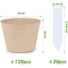 imagehomenote Peat Pots 60 Pcs 315 Inch Seed Starting Pots with Drainage Holes Round Nursery Plants Pots with Bonus 20 Plant Lab120