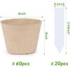 imagehomenote Peat Pots 60 Pcs 315 Inch Seed Starting Pots with Drainage Holes Round Nursery Plants Pots with Bonus 20 Plant Lab60