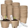 imagehomenote Peat Pots 3154 Inch 120 Pcs Seed Starting Pots with Drainage Holes Round Nursery Plants Pots with Bonus 20 Plant Labels