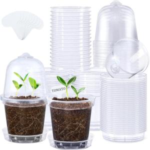 image:imagehomenote 3 Inch Clear Nursery Pots 30 Pack with Humidity DomesampPlant SaucersRigid Plastic Nursery Pots with DrainageTransparent Flower Pots for Seedlings360 Rotary VentIndoor Outdoor GardenWith Humidity Domes