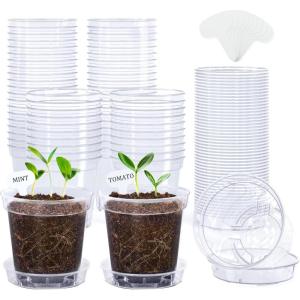 image:imagehomenote 3 Inch Clear Nursery Pots 30 Pack with Humidity DomesampPlant SaucersRigid Plastic Nursery Pots with DrainageTransparent Flower Pots for Seedlings360 Rotary VentIndoor Outdoor GardenWithout Humidity Domes
