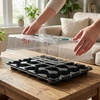 image:imagehomenote 4 Inch Seed Starting Trays with Humidity Domes for Plants 4 Pack 12Cell Seedling Starter Trays Plant Starter Germination Trays for Pots Seedlings for Indoor4 Opening Compatible Pots3 Inch